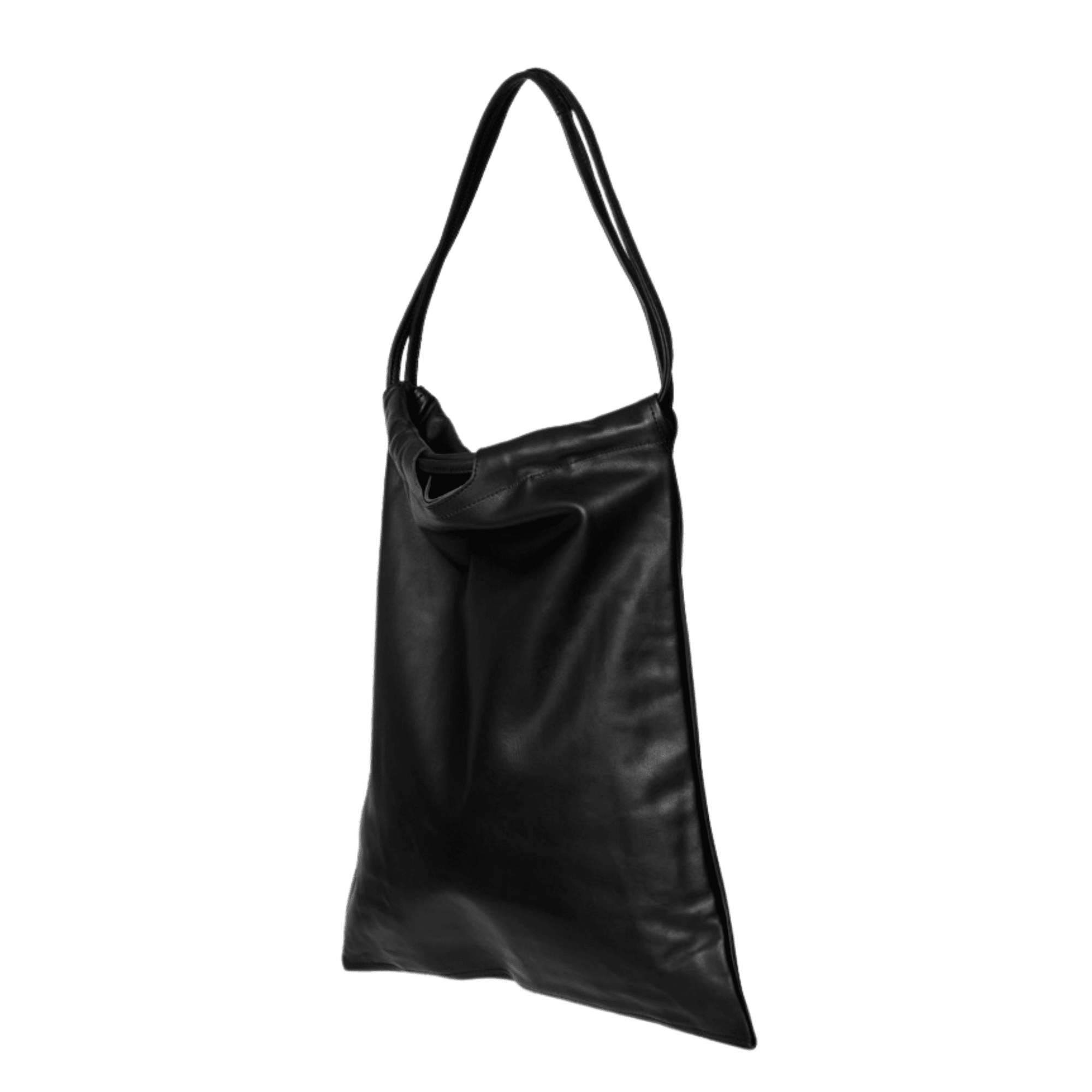Convertible y2k bag from Levant Leather, black full‑grain leather tote with three interior pockets and lightweight design