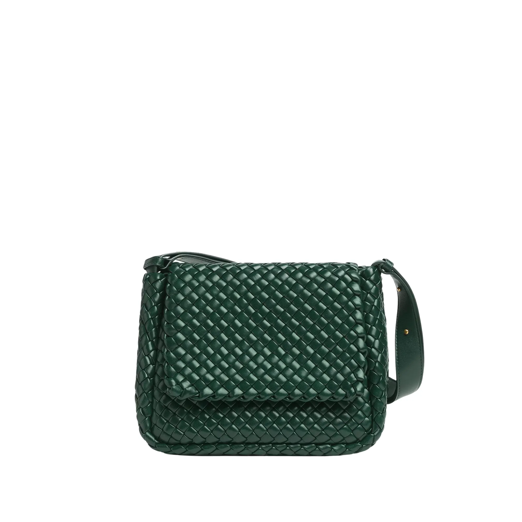 Cobble Intreccio Leather Shoulder Bag - Green