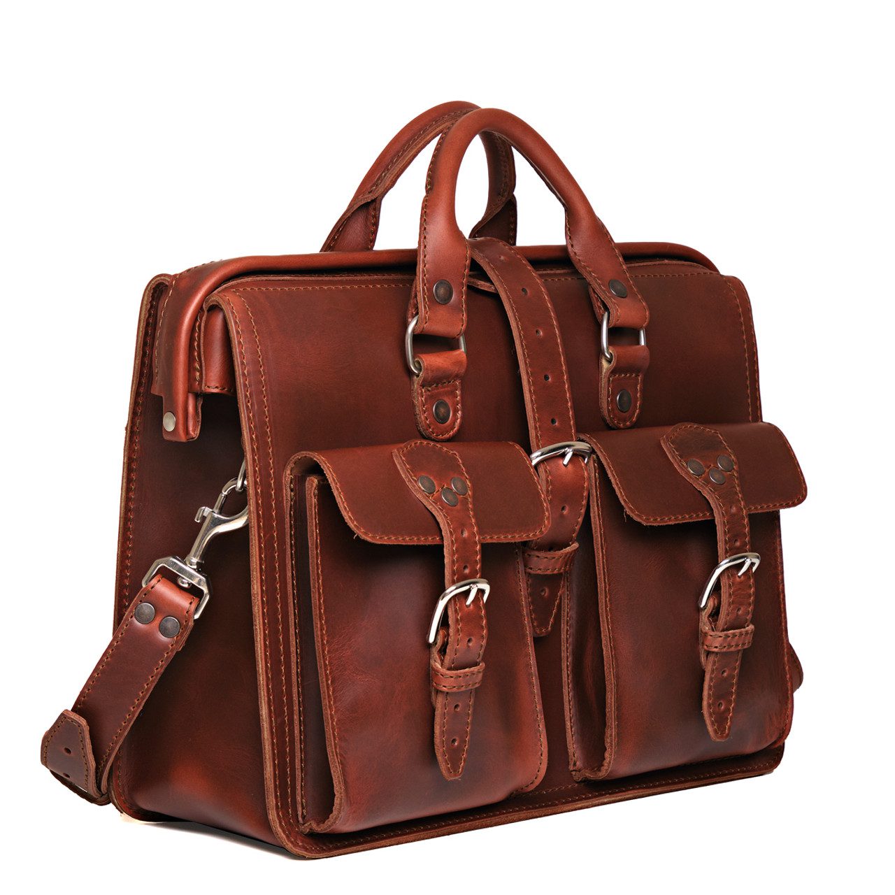 Leather-Chestnut-Flight Bag Leather Briefcase