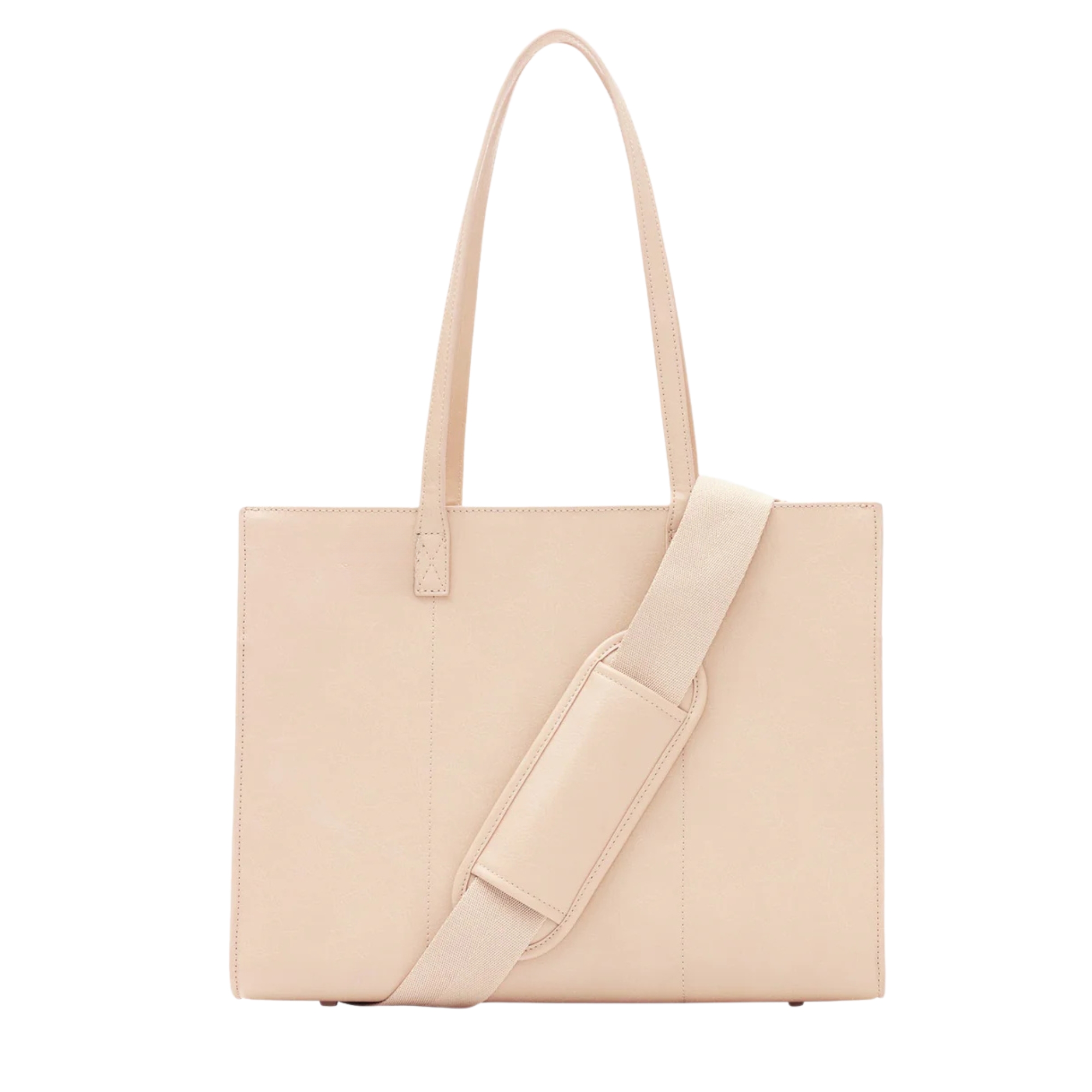 beige-structured-tote-bag-for-work-with-front-pocket-and-long-straps
