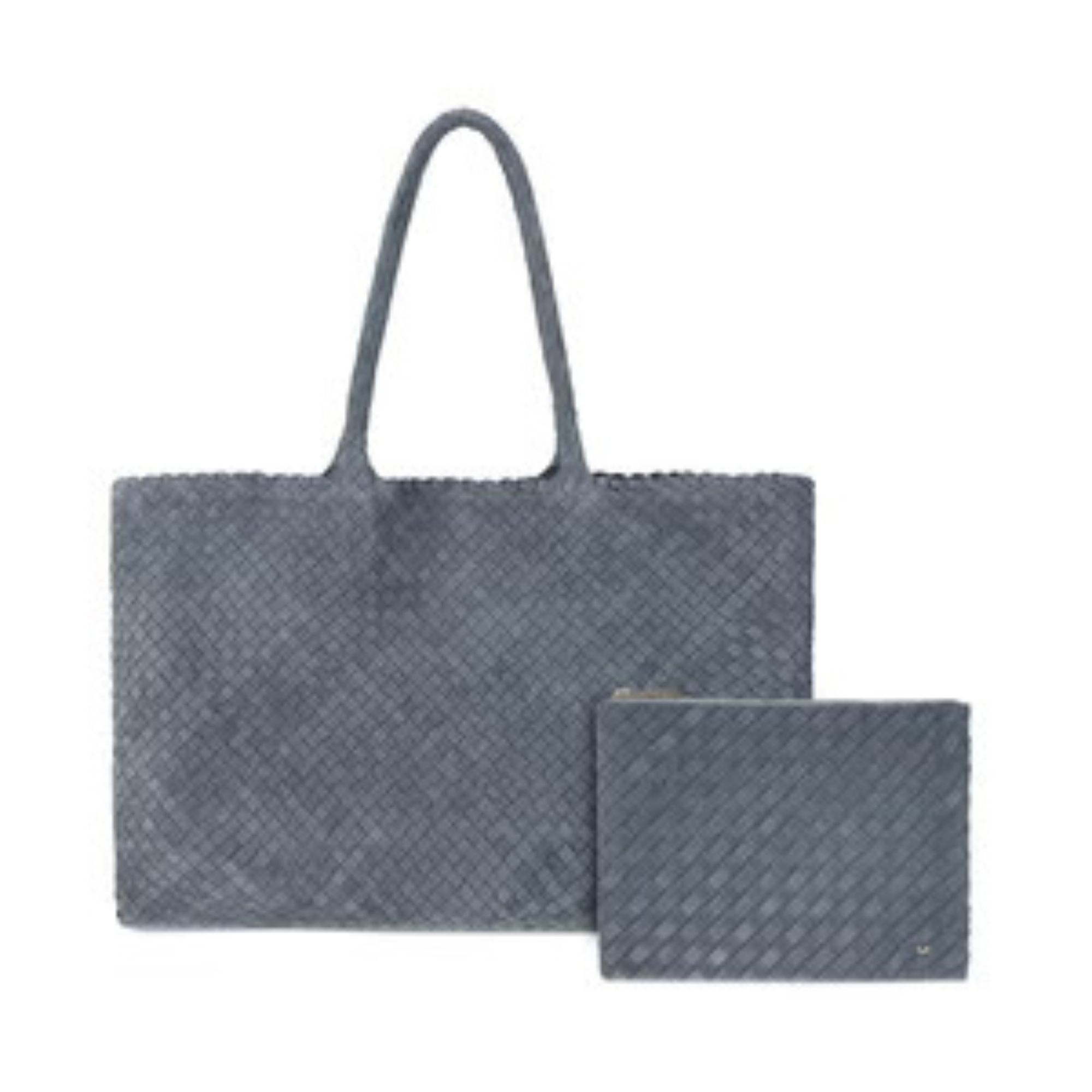 suede tote bag in navy blue Levant leather